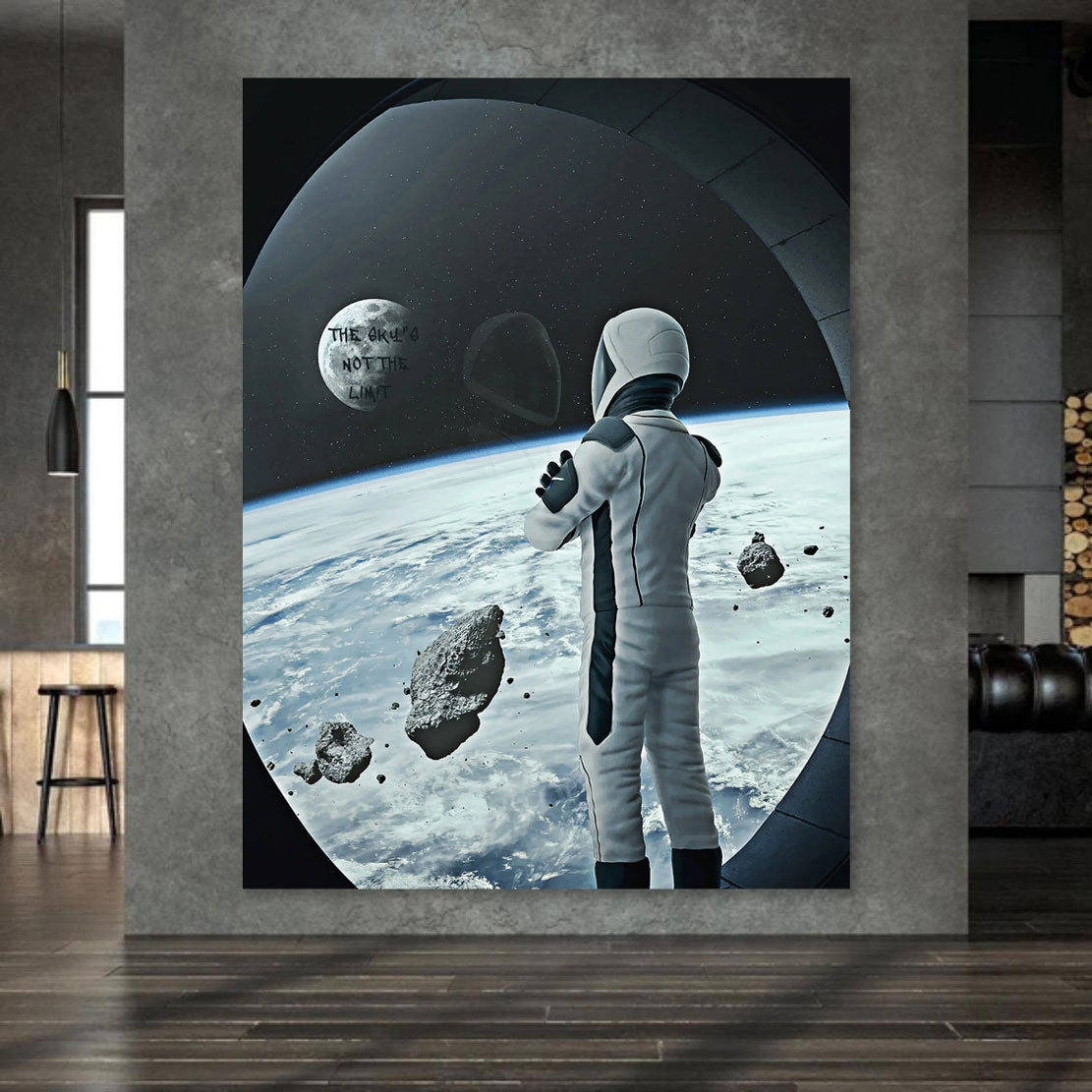 Waltkarte &amp; Weltraum Wandbilder in schwarz grau auf Leinwand 