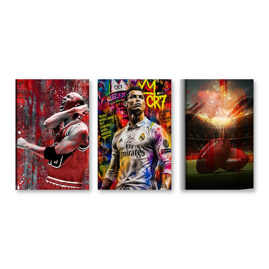 3er-Set Sport Pop Art – drei Leinwandbilder