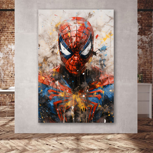 Spider Man Pop Art Wandbild abstrakt Colour Splatter Style