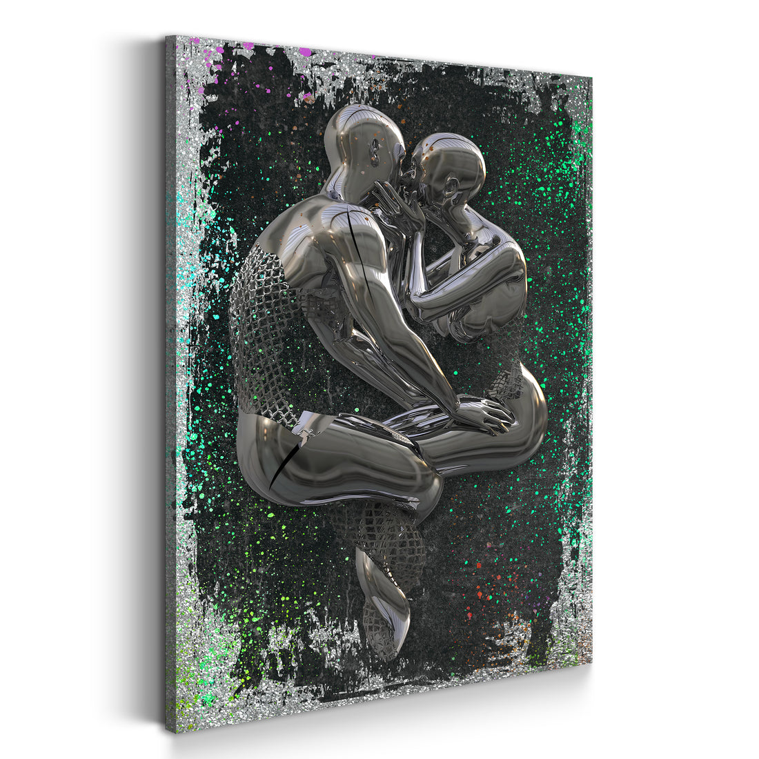 Wandbild Abstract 3D 2 Figuren Pop Art Metallic Kunst Körper Colour Style