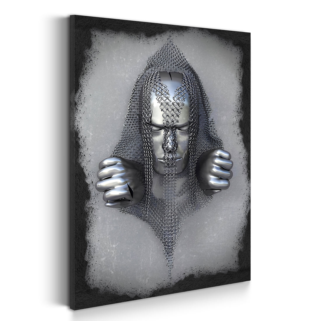 Wandbild Abstract 3D Metallfigur Chains Metallic Wandkunst Körper