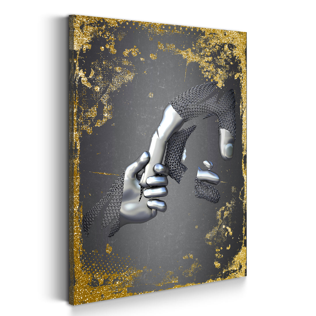 Wandbild Abstract 3D Metallfigur Hände metallic Wandkunst Körper