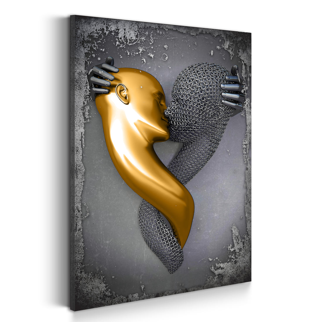 Wandbild Abstract 3D Metallfigur Kiss metallic Wandkunst Körper
