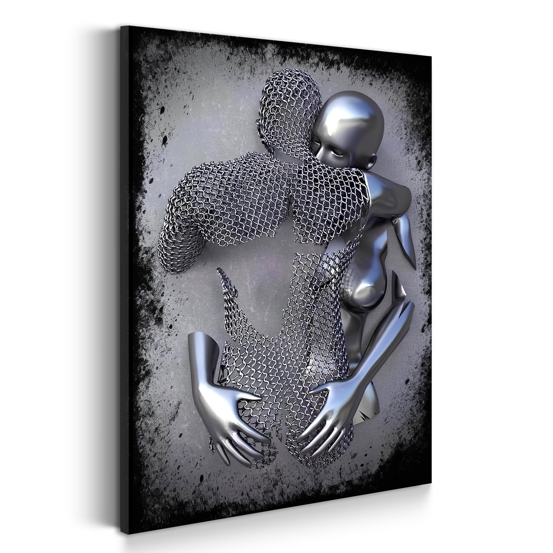 Wandbild Abstract 3D Metallfiguren Love Metallic Wandkunst Körper