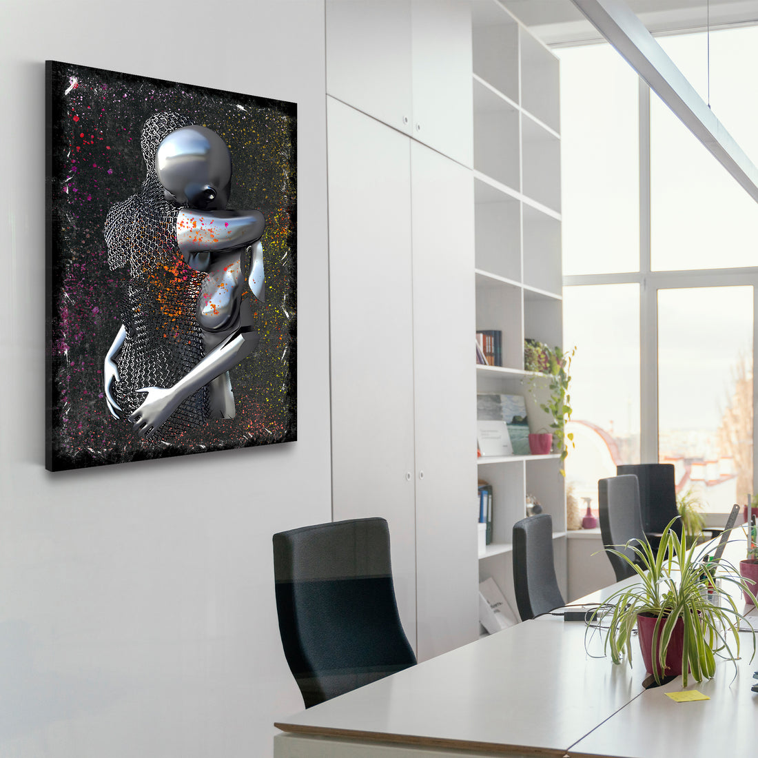 Wandbild Abstract 3D Metallfiguren Metallic Love Kunst Körper Colour