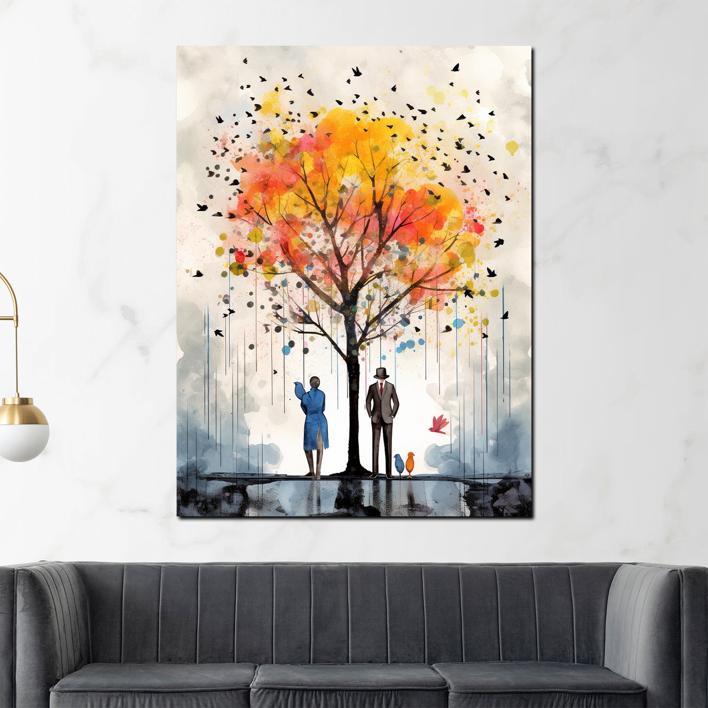 Wandbild Abstrakt herbstlicher Baum Painting Style