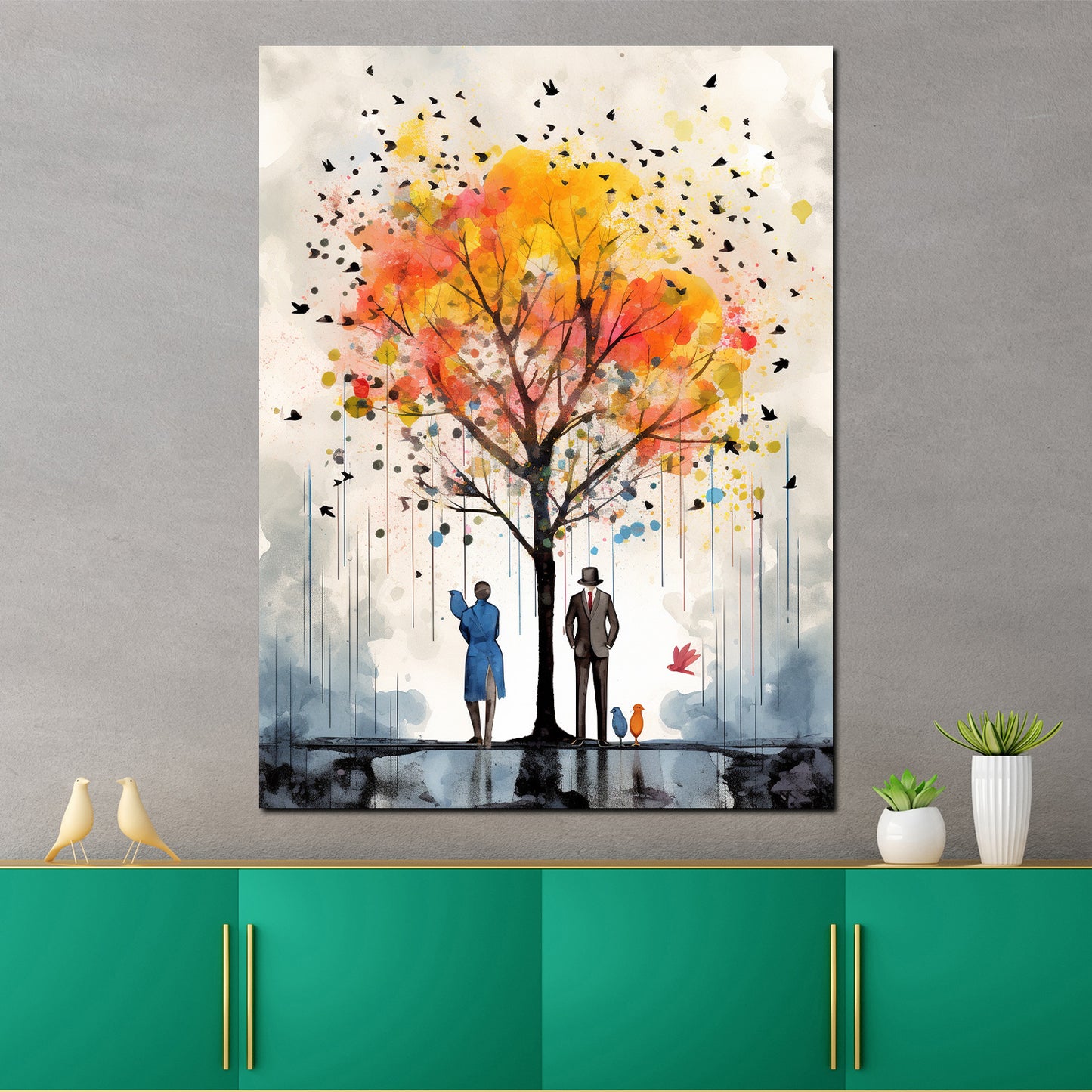 Wandbild Abstrakt herbstlicher Baum Painting Style