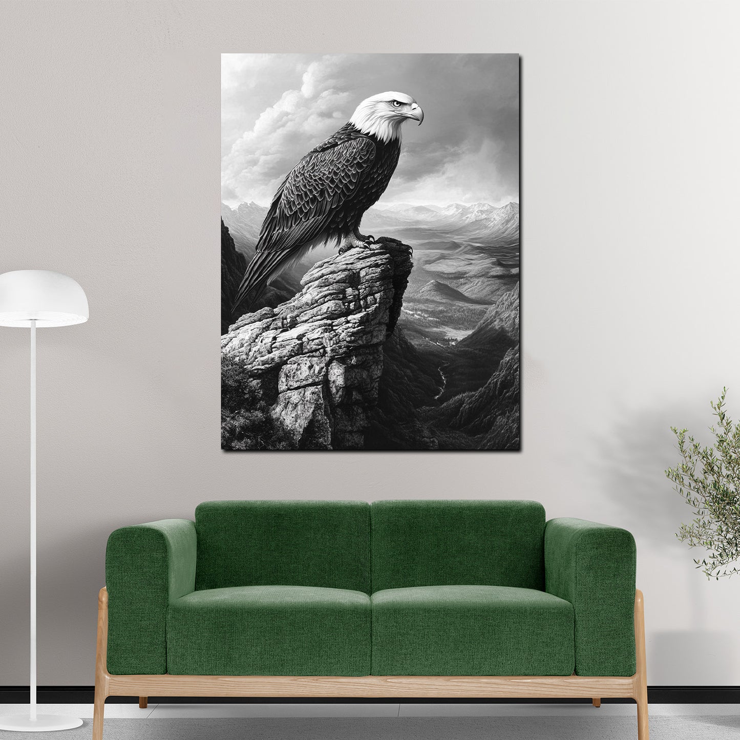Wandbild Adler schwarz weiß Berglandschaft Stärke