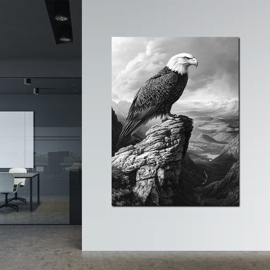 Wandbild Adler schwarz weiß Berglandschaft Stärke
