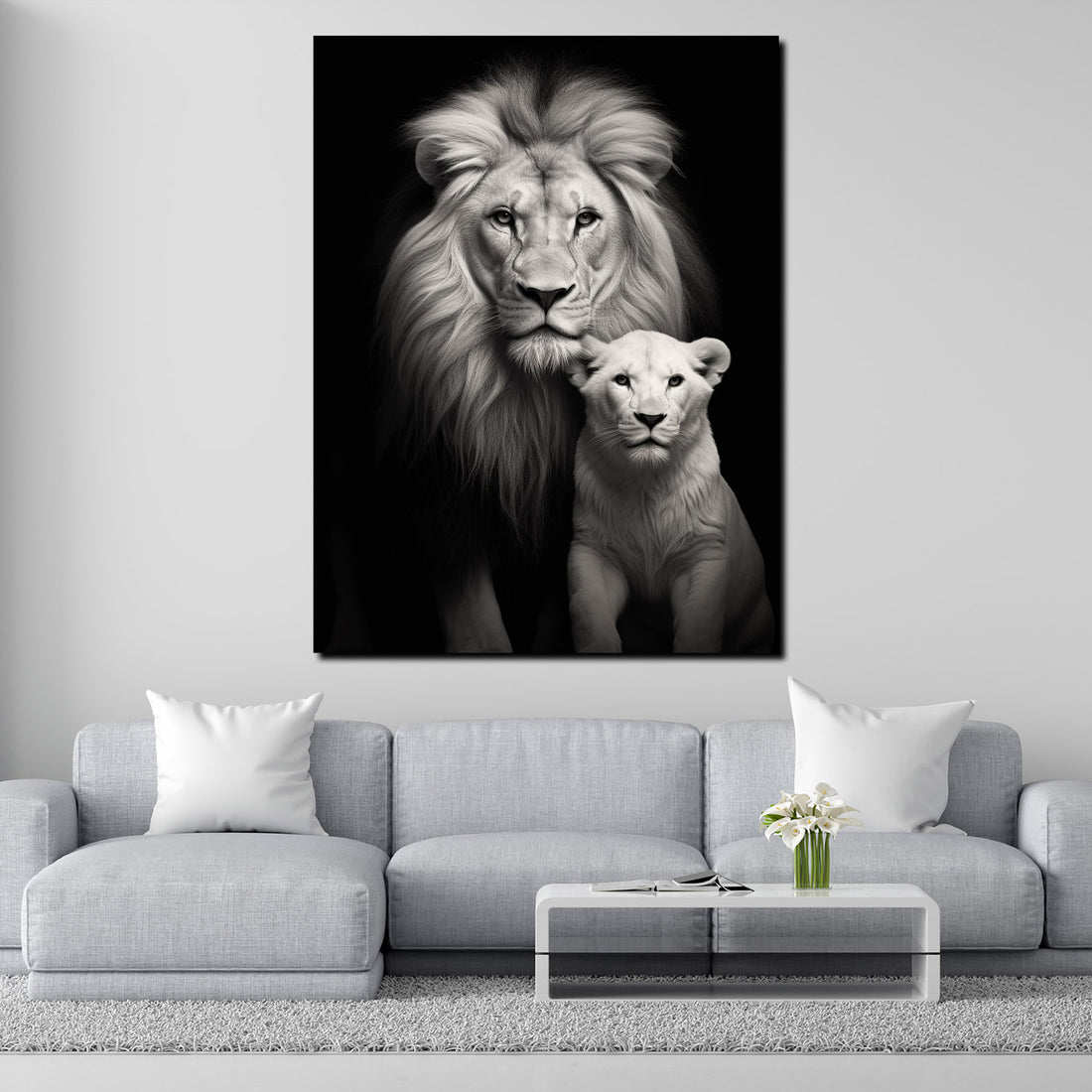 Wandbild Afrika 2 Löwen frontal