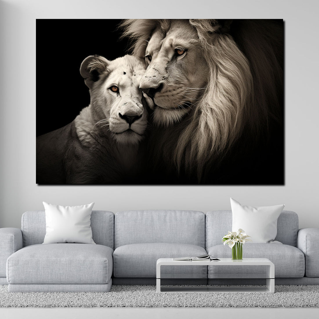 Wandbild Afrika Löwenpaar Black Style