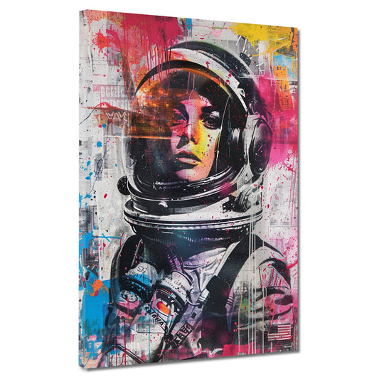 Wandbild Astronautin Pop Art bunt modern