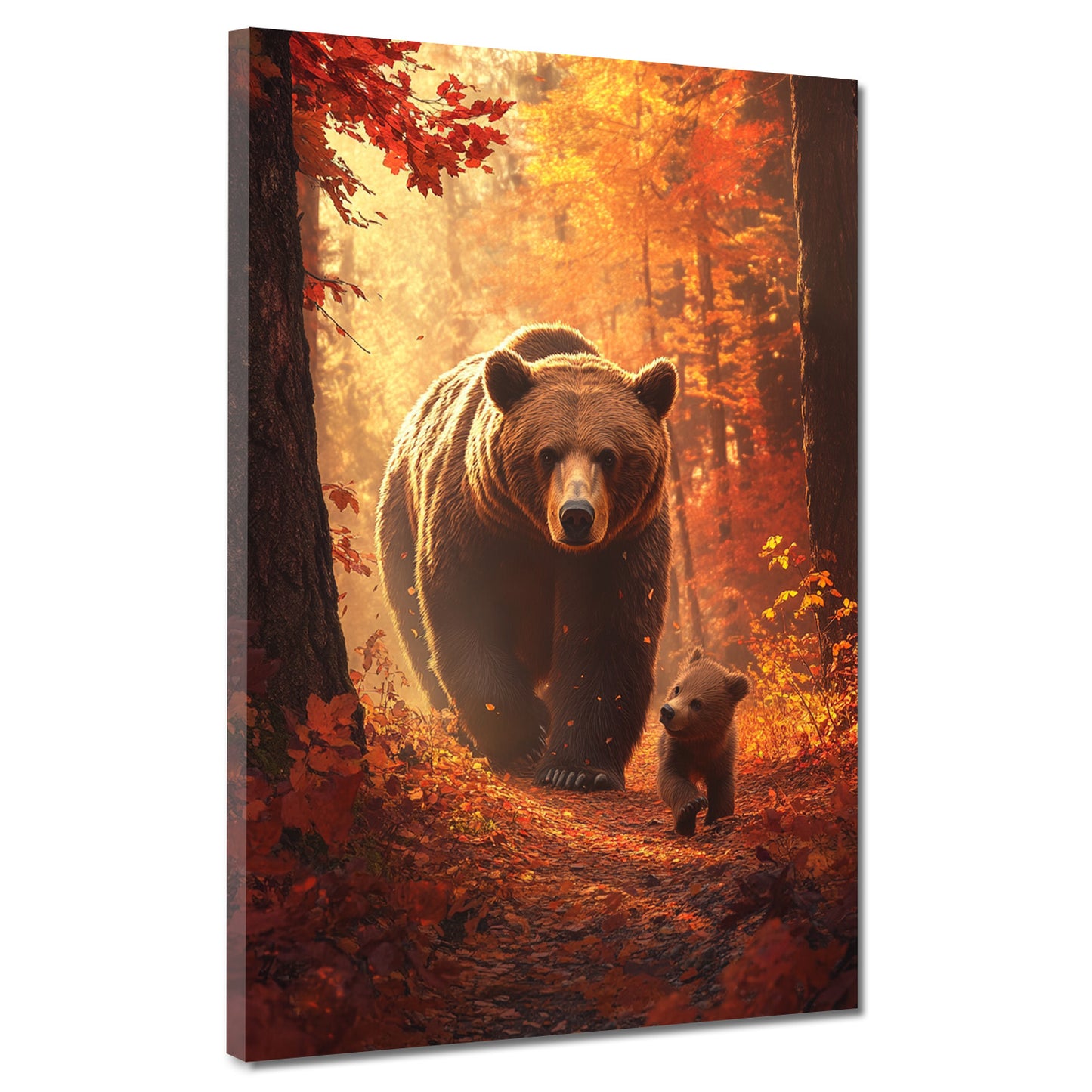 Wandbild Bären Familie Wald Herbst Natur