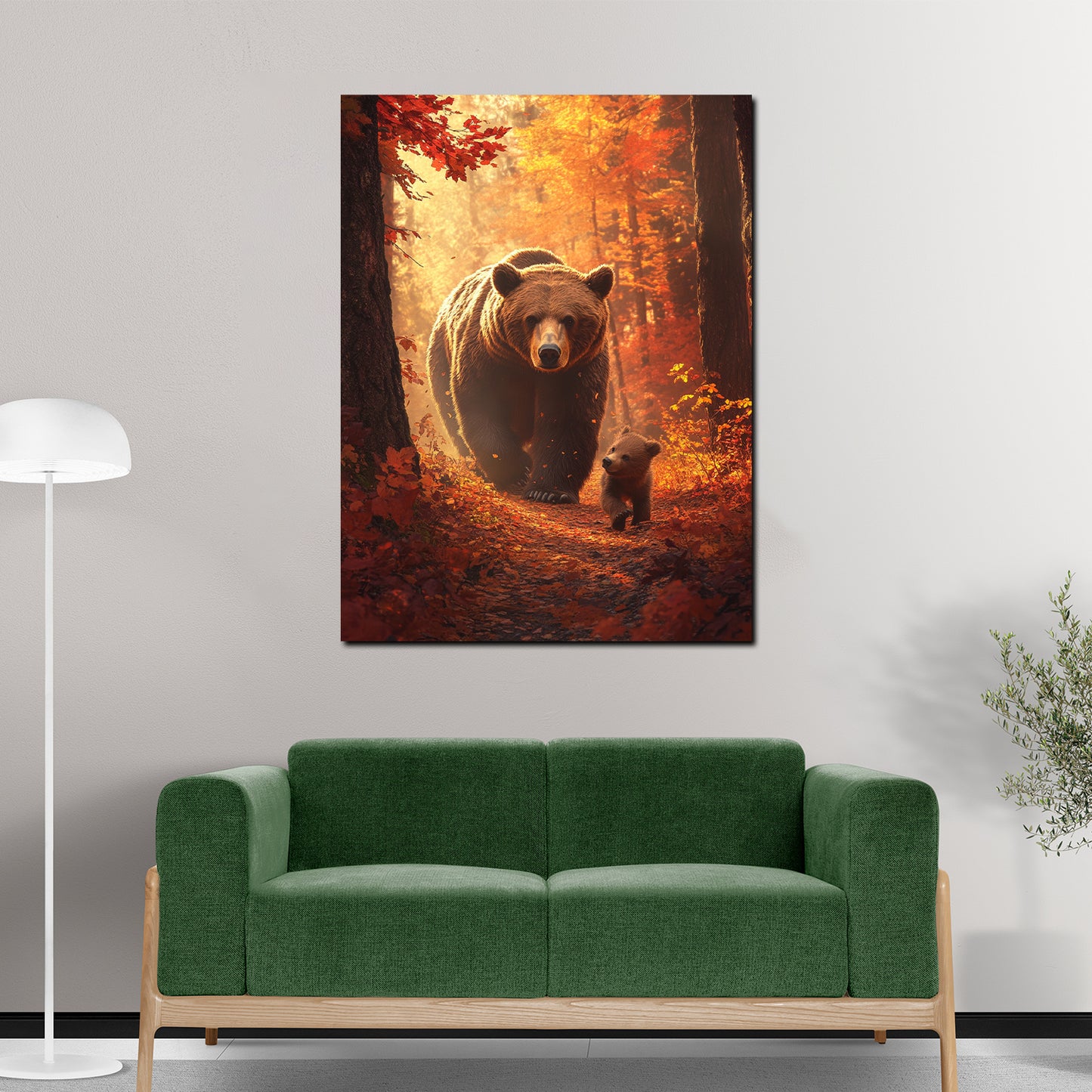 Wandbild Bären Familie Wald Herbst Natur