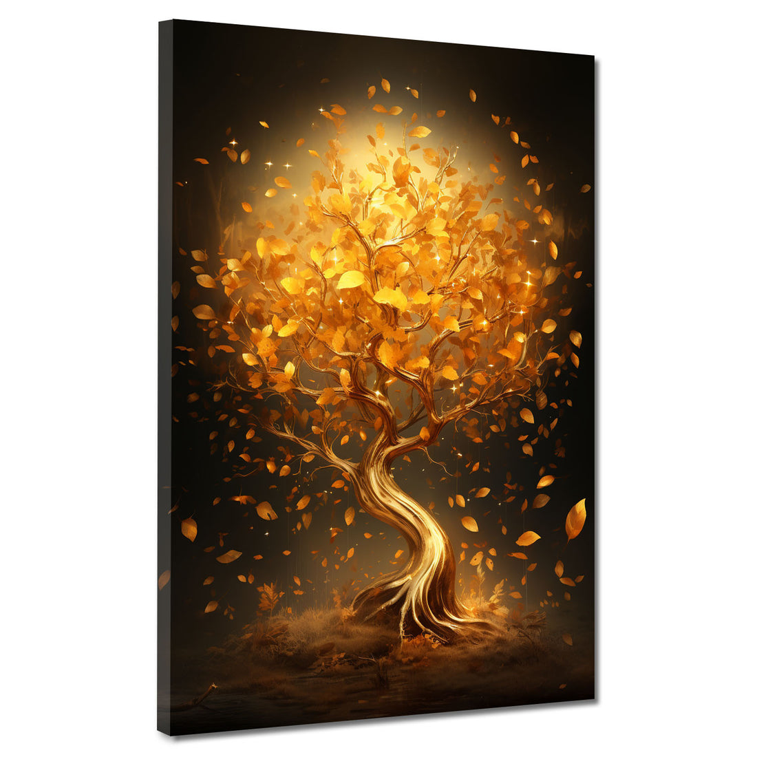 Wandbild Baum mit goldenen Blätter, abstrakt