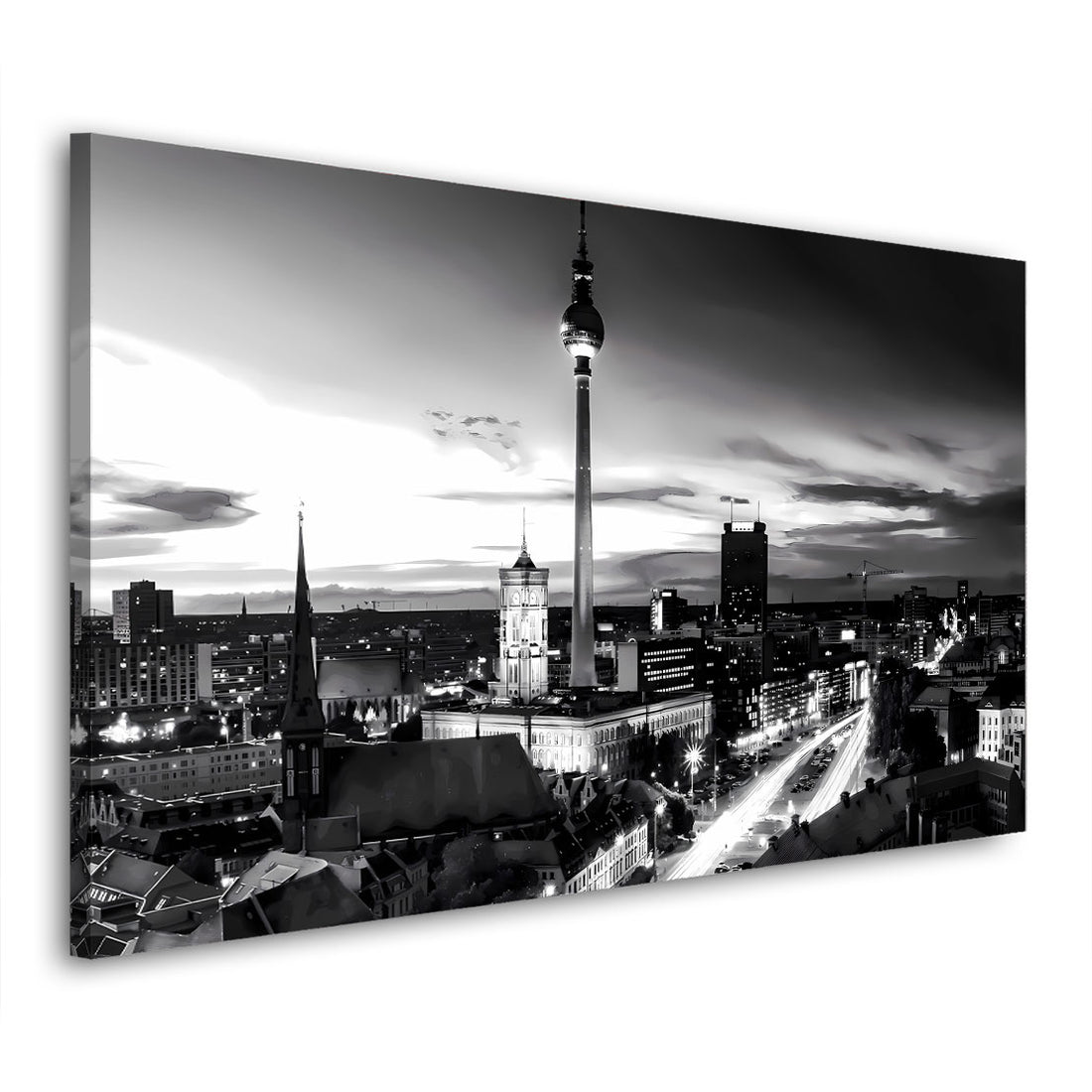 Wandbild Berlin Skyline Fernsehturm schwarz weiss