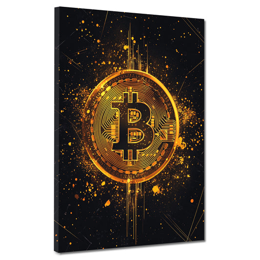 Wandbild Bitcoin Pop Art Kryptowährung Geld und Erfolg modern