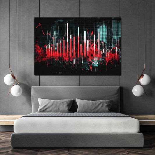 Wandbild Börse Crash Analyse Rot Schwarz modern