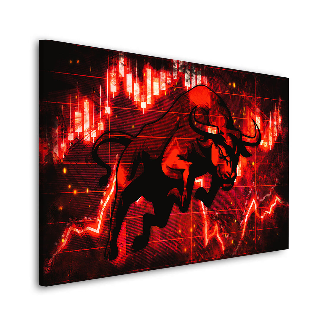 Wandbild Börse Trading Bull Red Edition, Büro