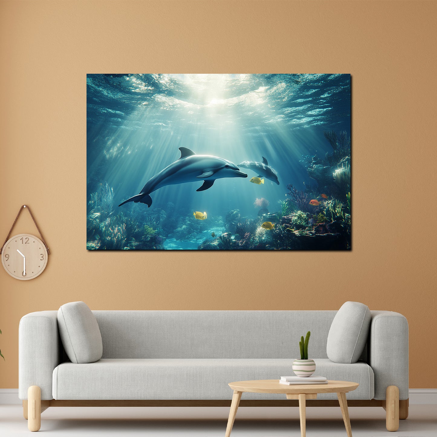 Wandbild Delfine Sonnenstrahlen Unterwasserwelt