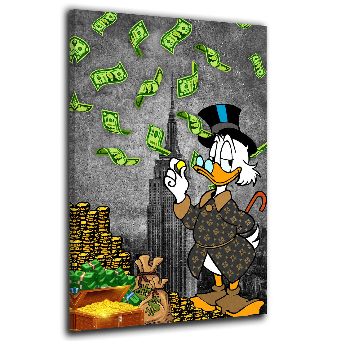 Wandbild Duck Style Comic Pop Art Money Rain