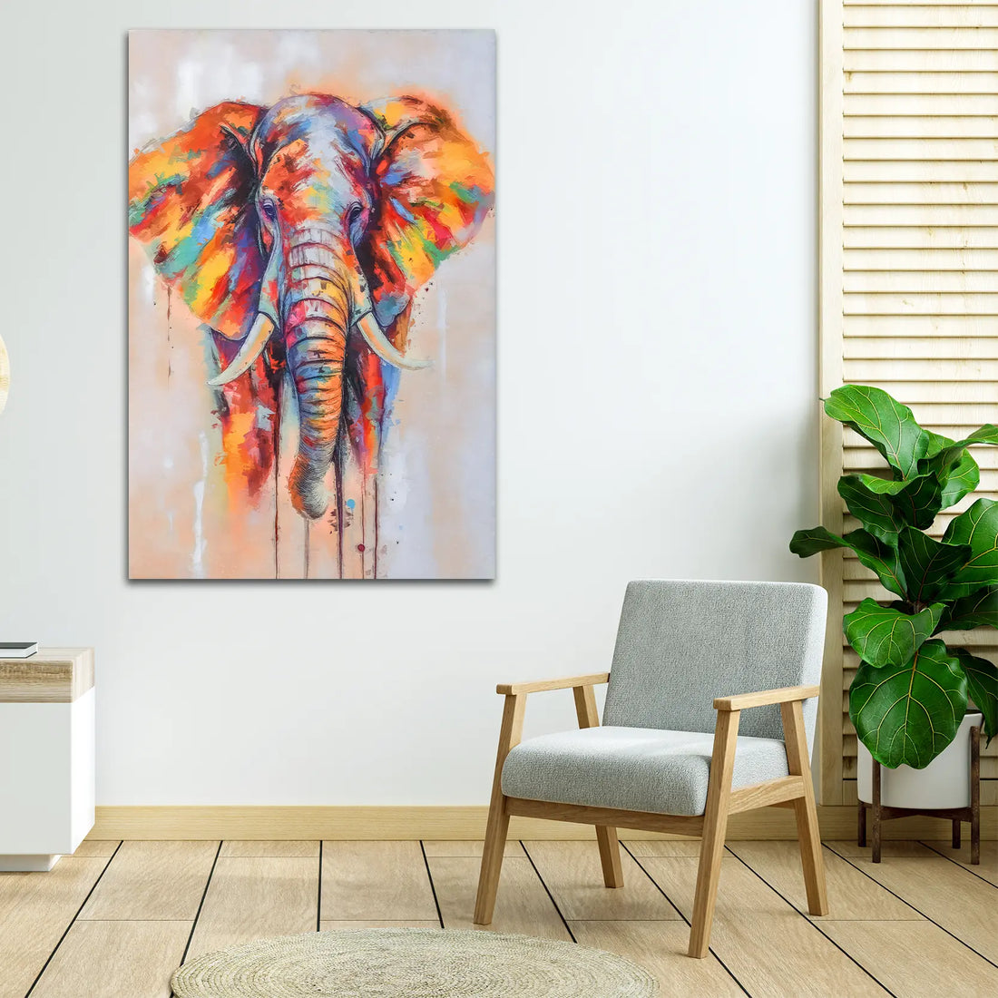 Wandbild Elefant abstrakt farbig