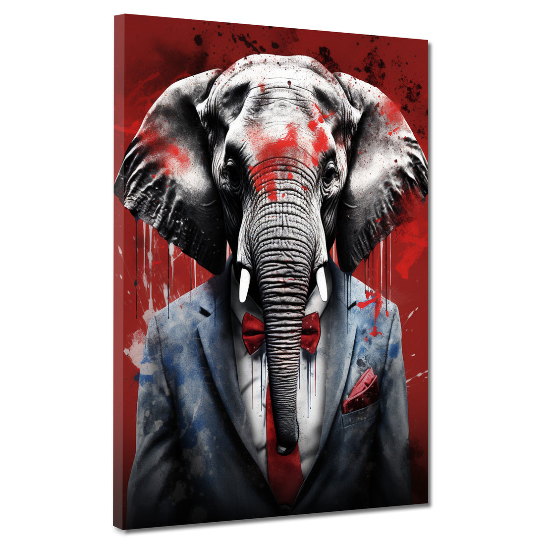 Wandbild Elefant im Anzug Pop Art Red