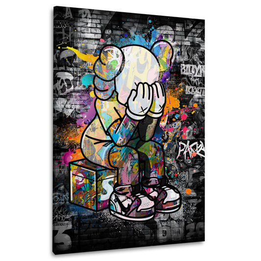 Wandbild Figur mit Graffiti und Pop Art auf urbanem Hintergrund
