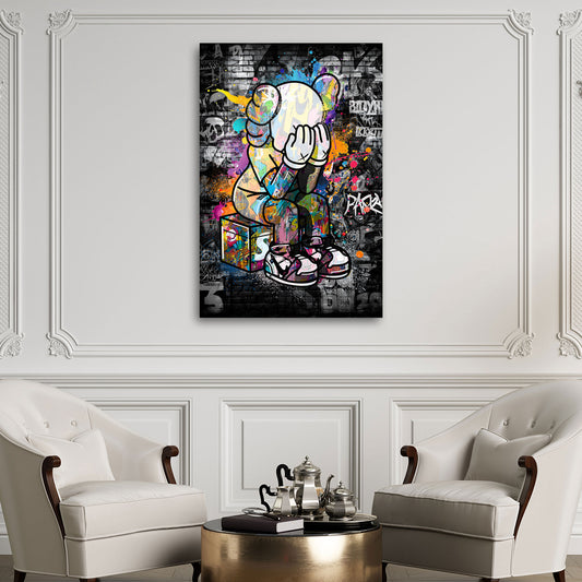 Wandbild Figur mit Graffiti und Pop Art auf urbanem Hintergrund