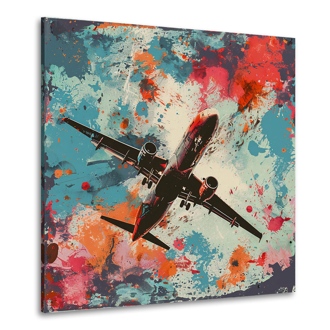 Wandbild Flugzeug Pop Art Farbspritzer