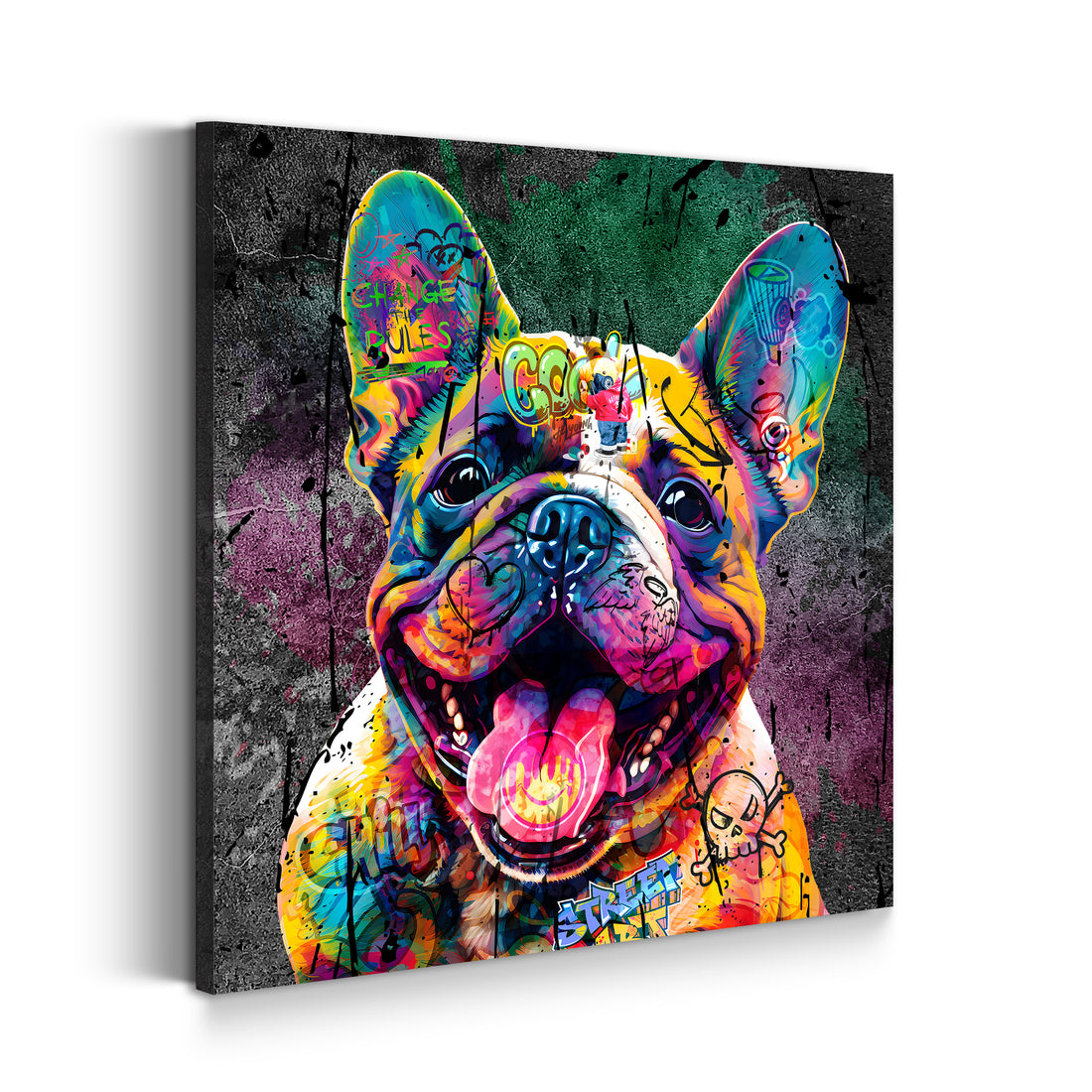 Wandbild Französische Bulldogge Graffiti Street Art Style, Hund