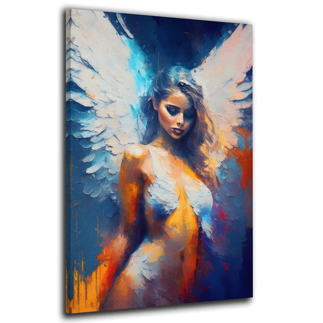 Wandbild Frau als Engel Blue Style