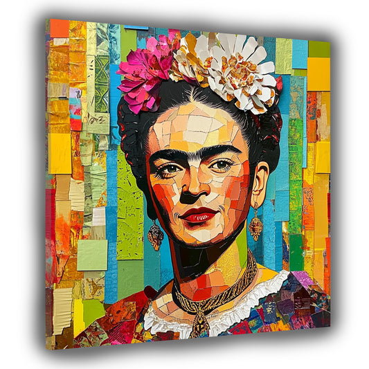 Wandbild Frida Mosaik Pop Art farbenfroh modern