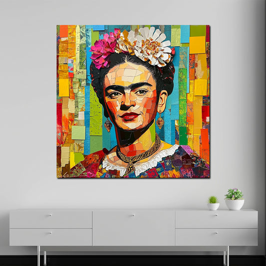 Wandbild Frida Mosaik Pop Art farbenfroh modern