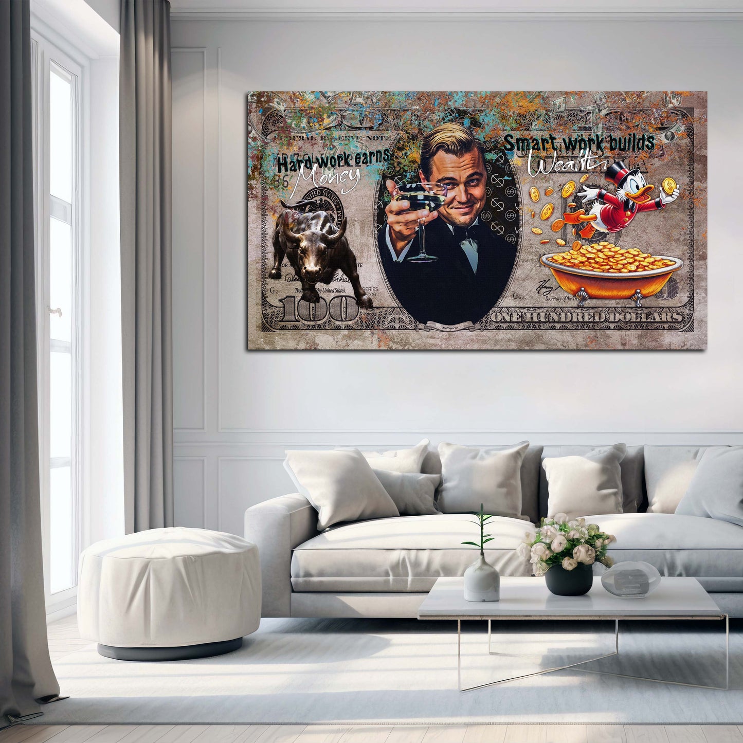 Wandbild Gatsby Style Pop Art Cheers Geld Reichtum modern
