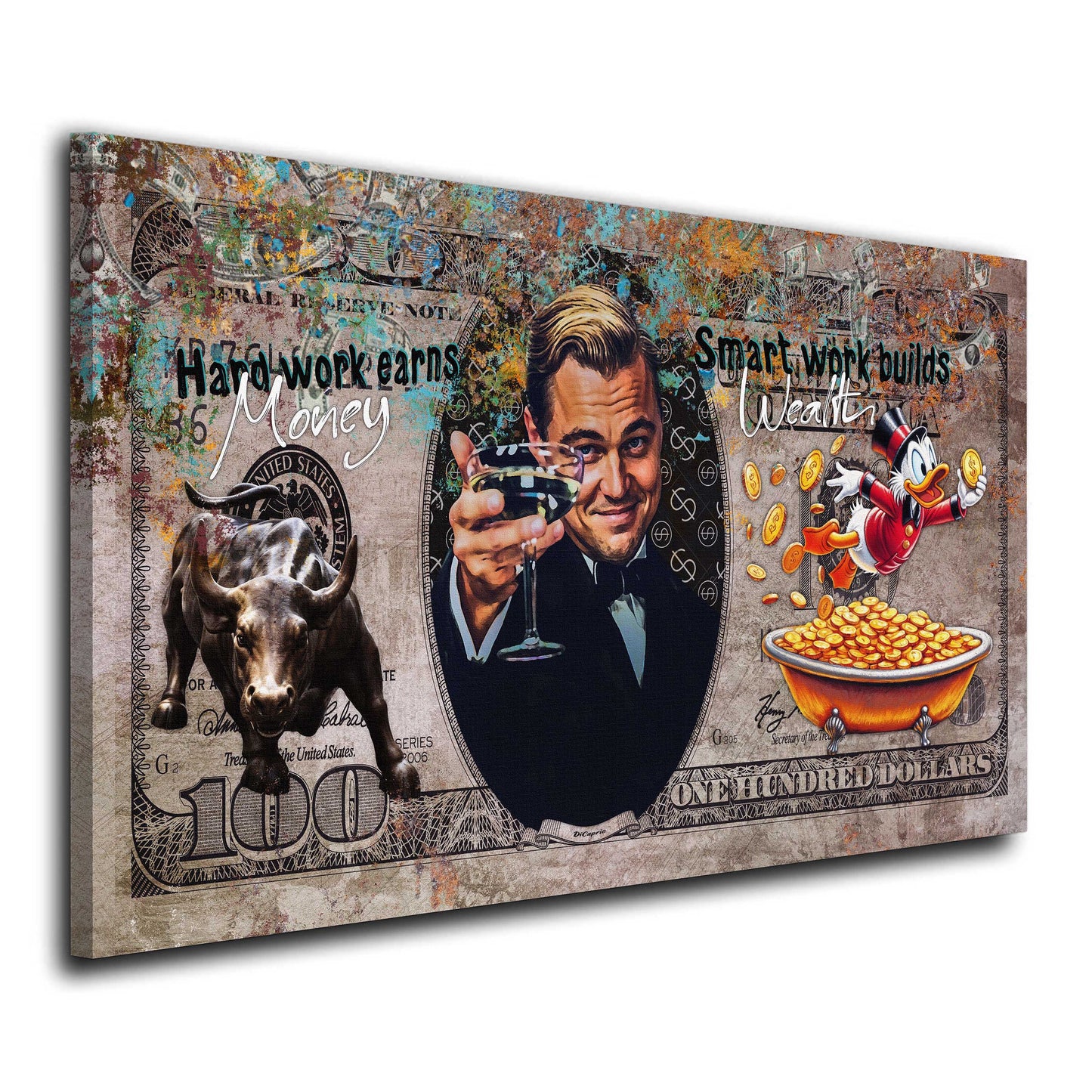 Wandbild Gatsby Style Pop Art Cheers Geld Reichtum modern
