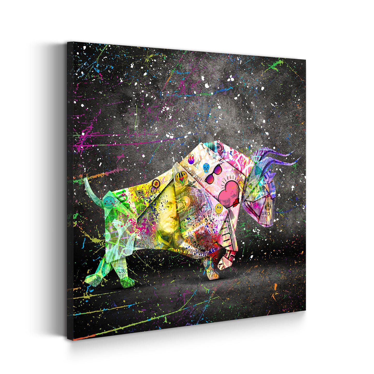 Wandbild Geldschein Stier Graffiti Street Art Style