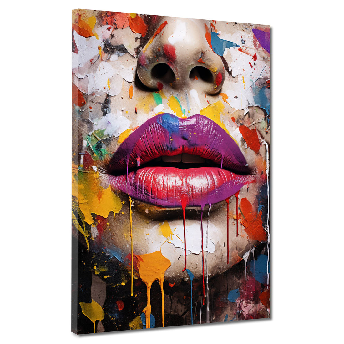 Wandbild Gesicht &amp; Lippen Pop Art Splatter
