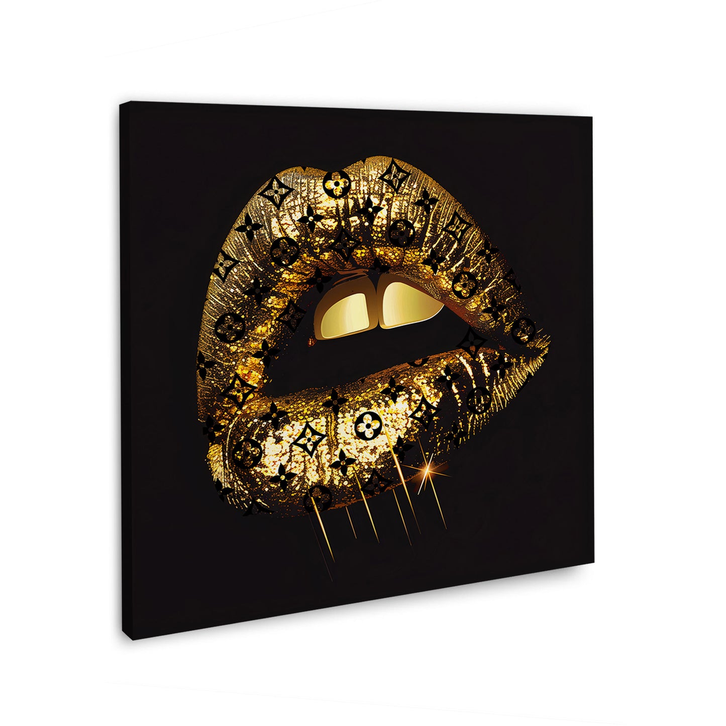 Wandbild Glamour Lippen Goldoptik Luxus und Eleganz