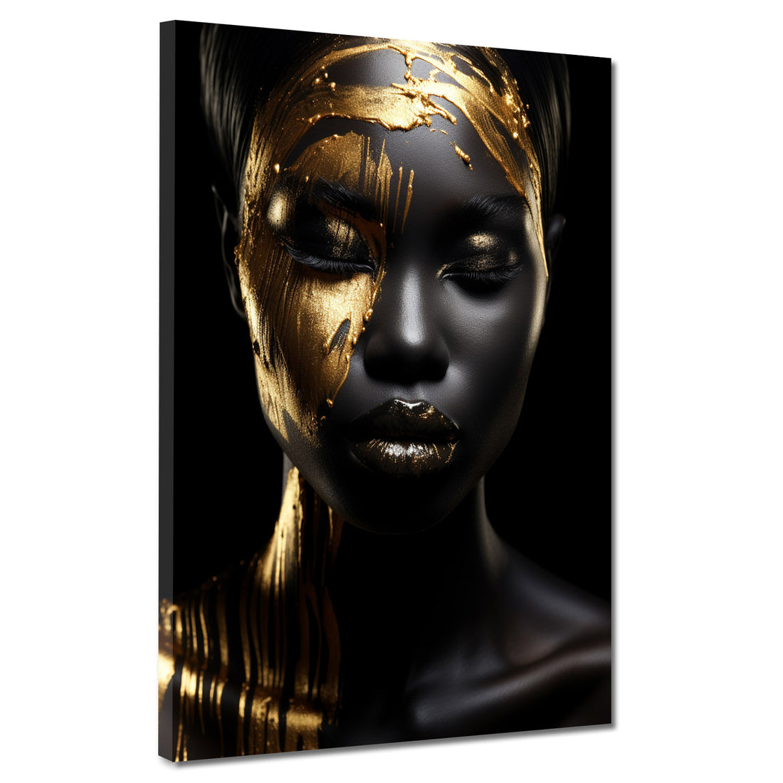 Wandbild Gold afrikanische Frau frontal