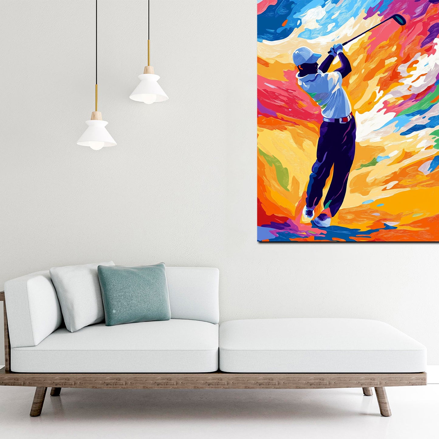 Wandbild Golfer farbenfroh energiegeladen sportlich modern