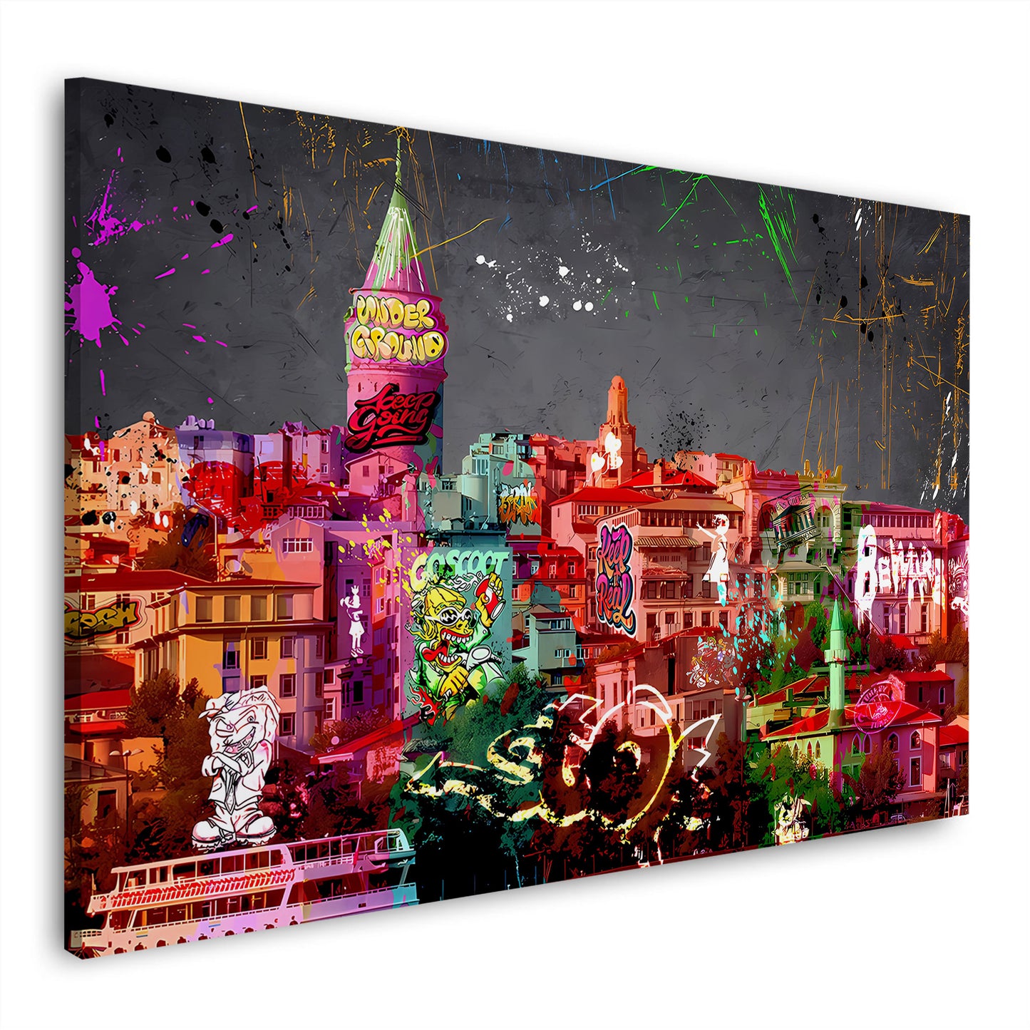 Wandbild Graffiti Istanbul Street Art bunte Stadtansicht