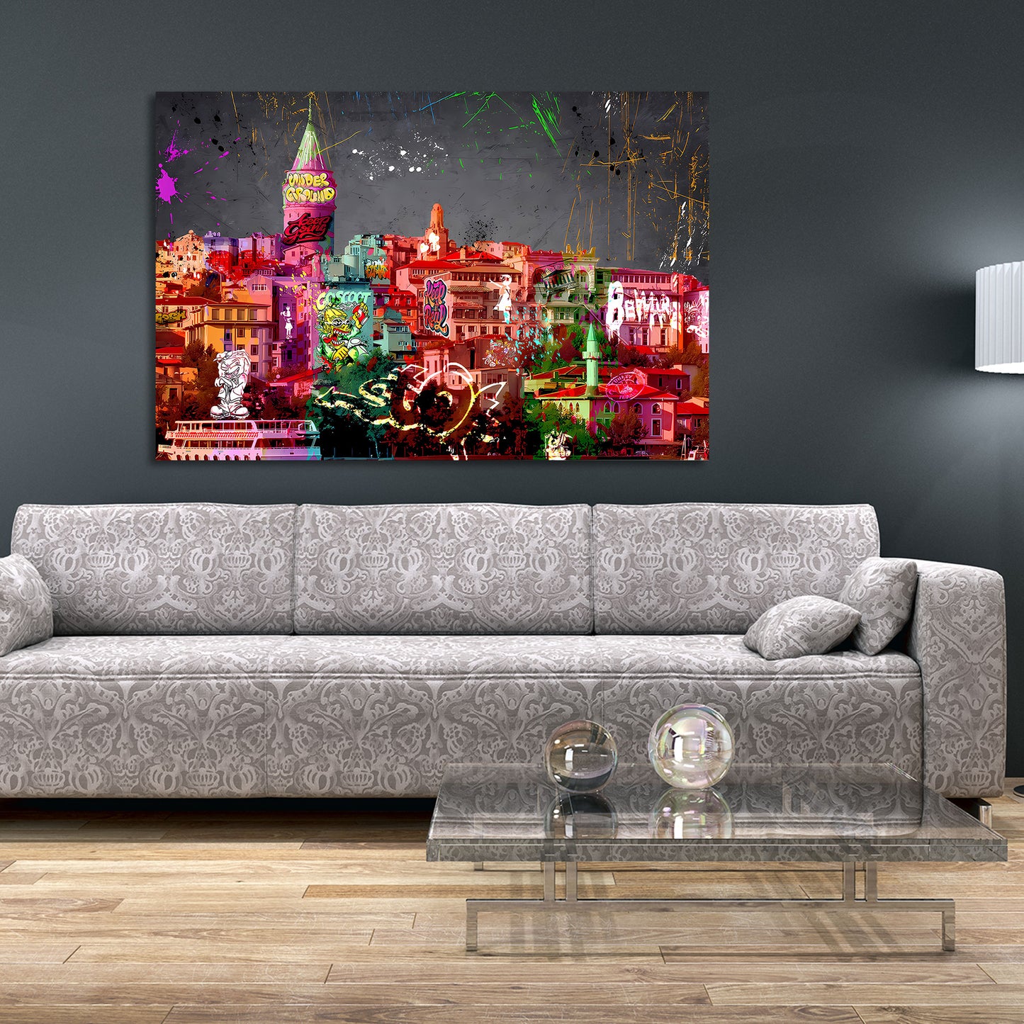 Wandbild Graffiti Istanbul Street Art bunte Stadtansicht