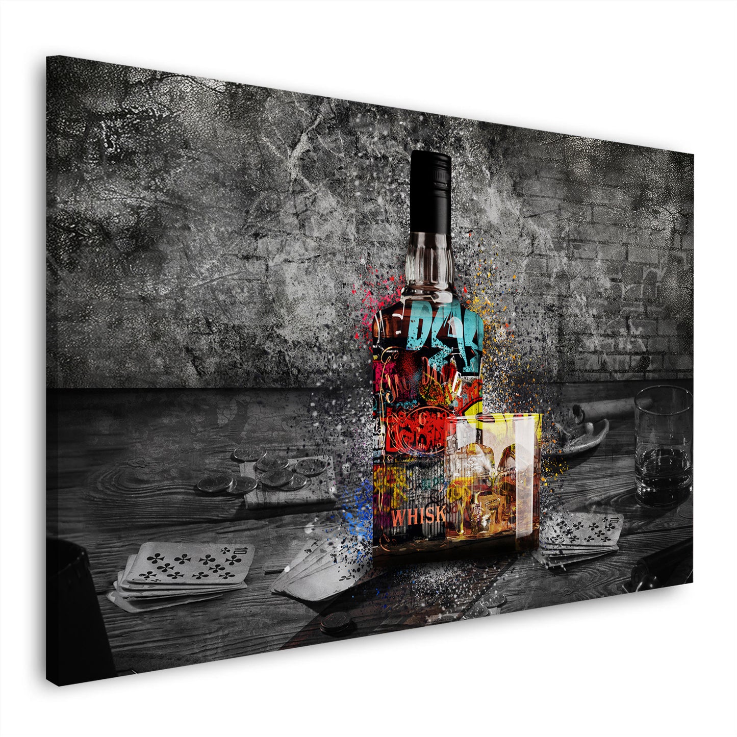 Wandbild Graffiti Pop Art Whisky Poker und Casino Flair