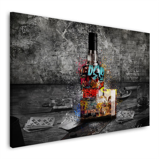 Wandbild Graffiti Pop Art Whisky Poker und Casino Flair