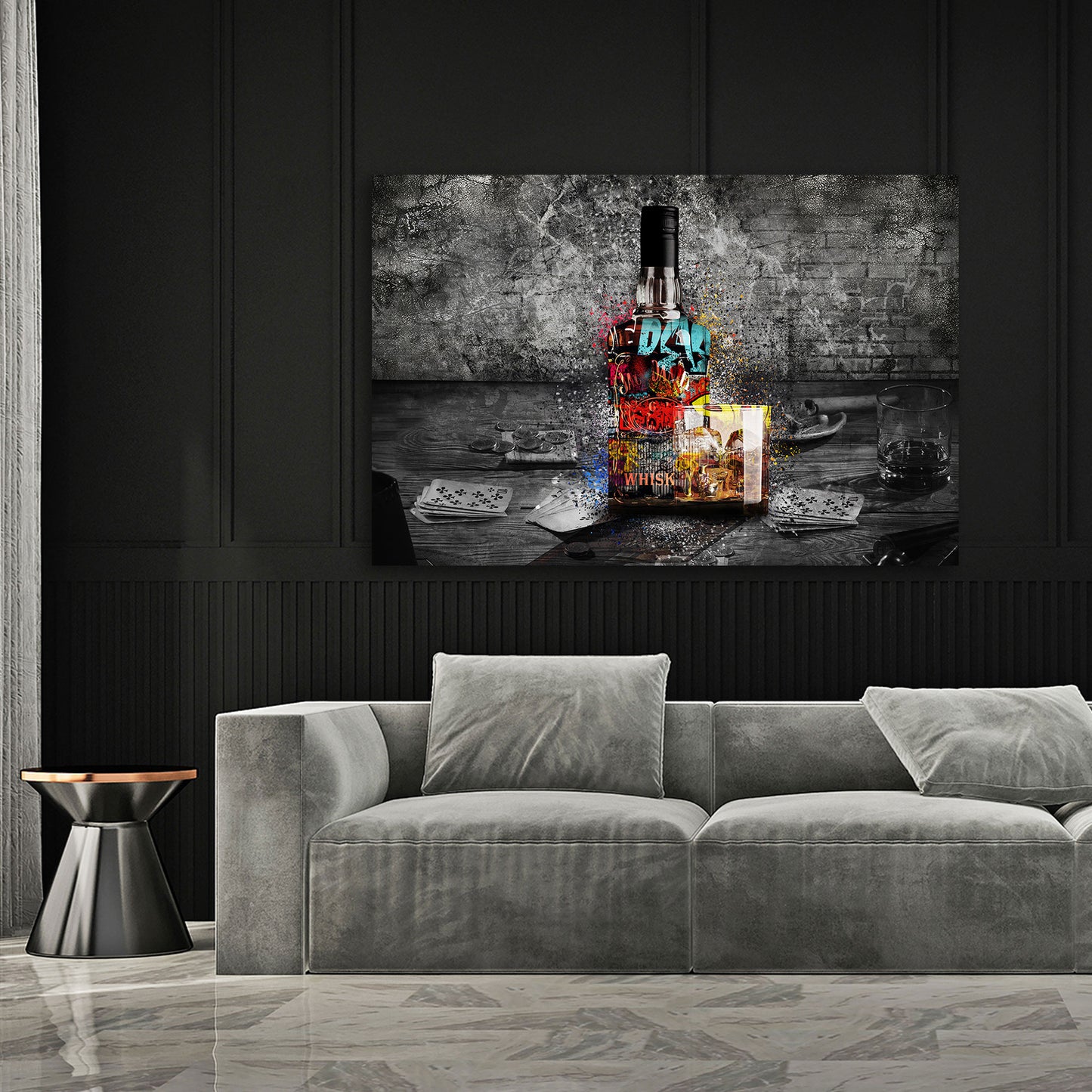 Wandbild Graffiti Pop Art Whisky Poker und Casino Flair