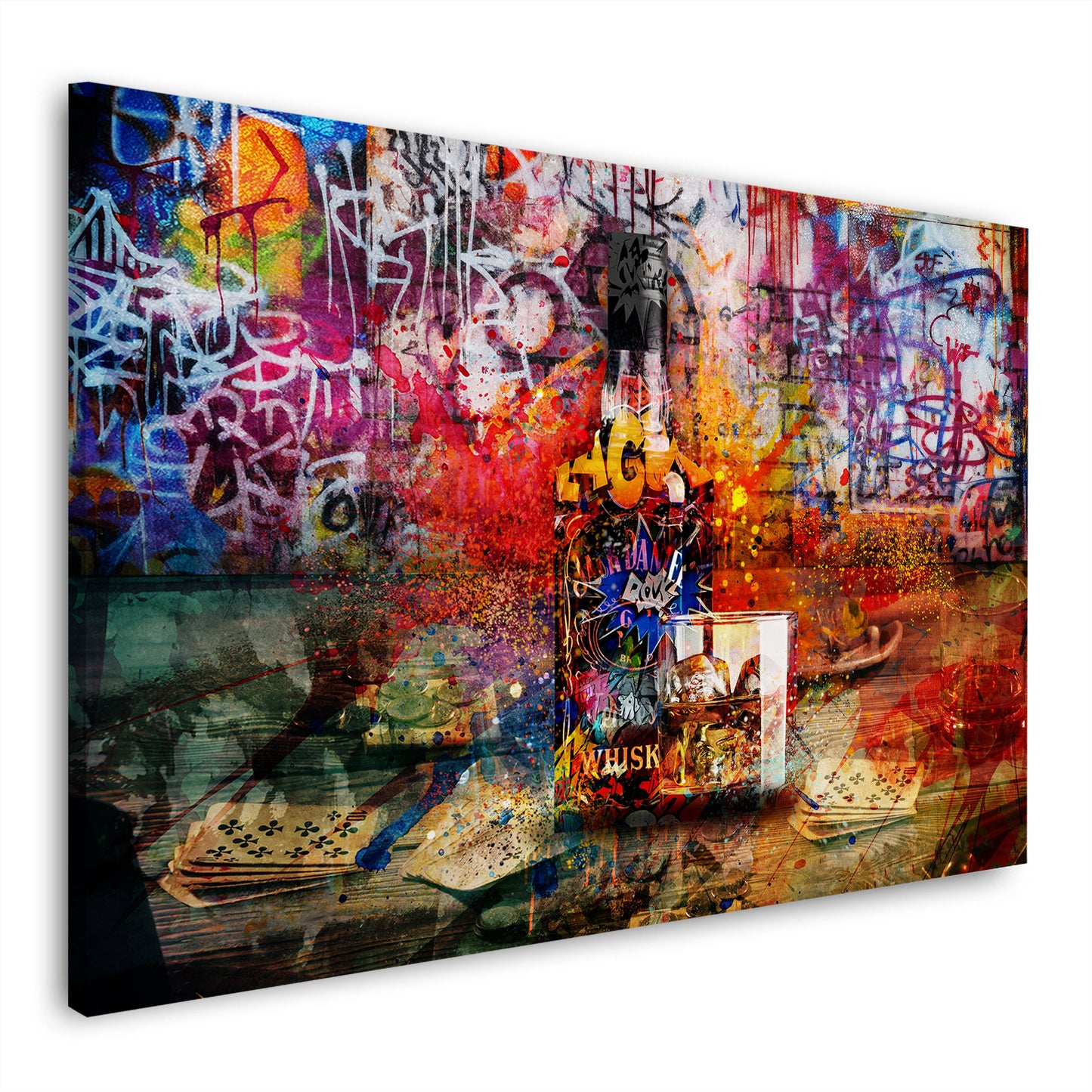 Wandbild Graffiti Pop Art Whisky und Poker