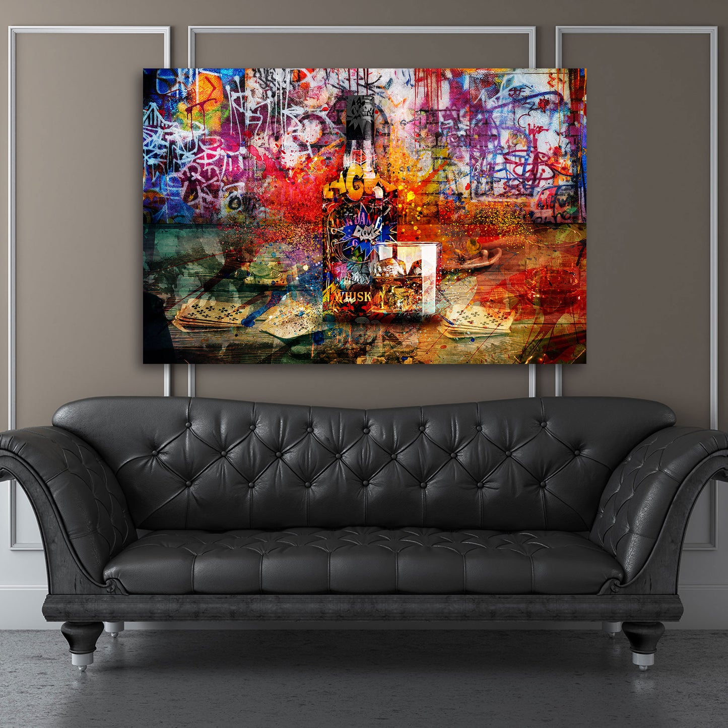 Wandbild Graffiti Pop Art Whisky und Poker