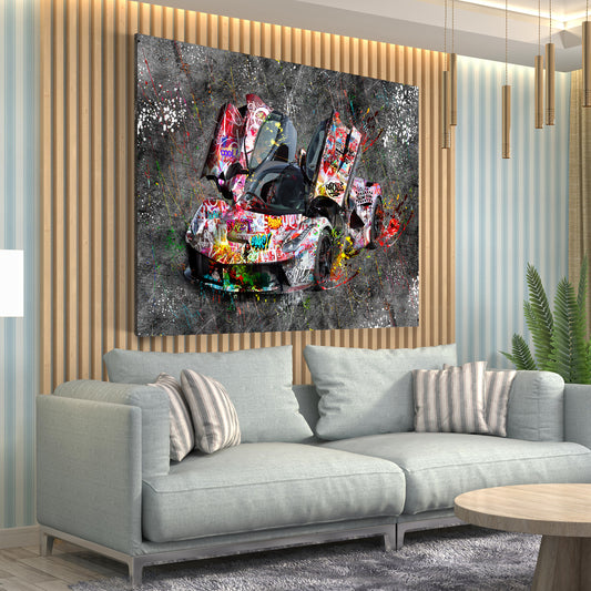 Ferrari Sportwagen Graffiti Street Art Style Auto Wandbild