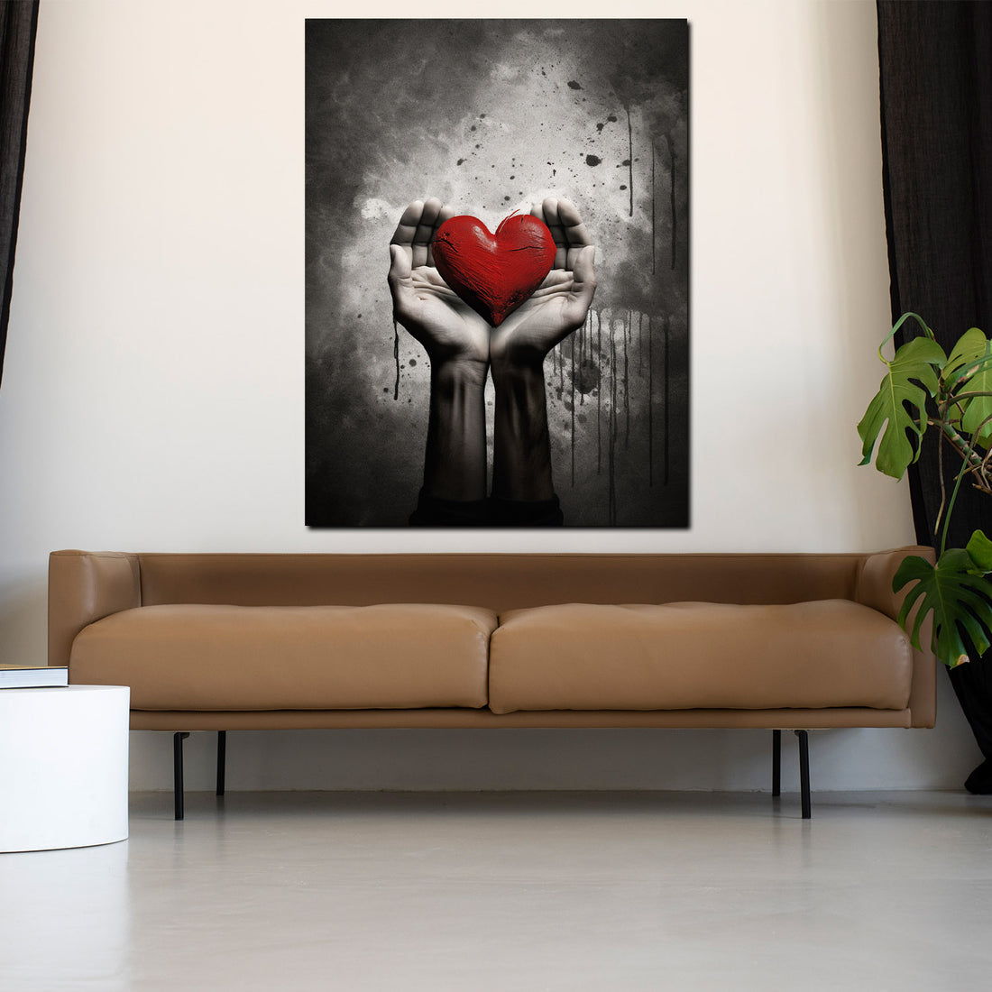 Wandbild Hände mit Herz Abstract Black Style